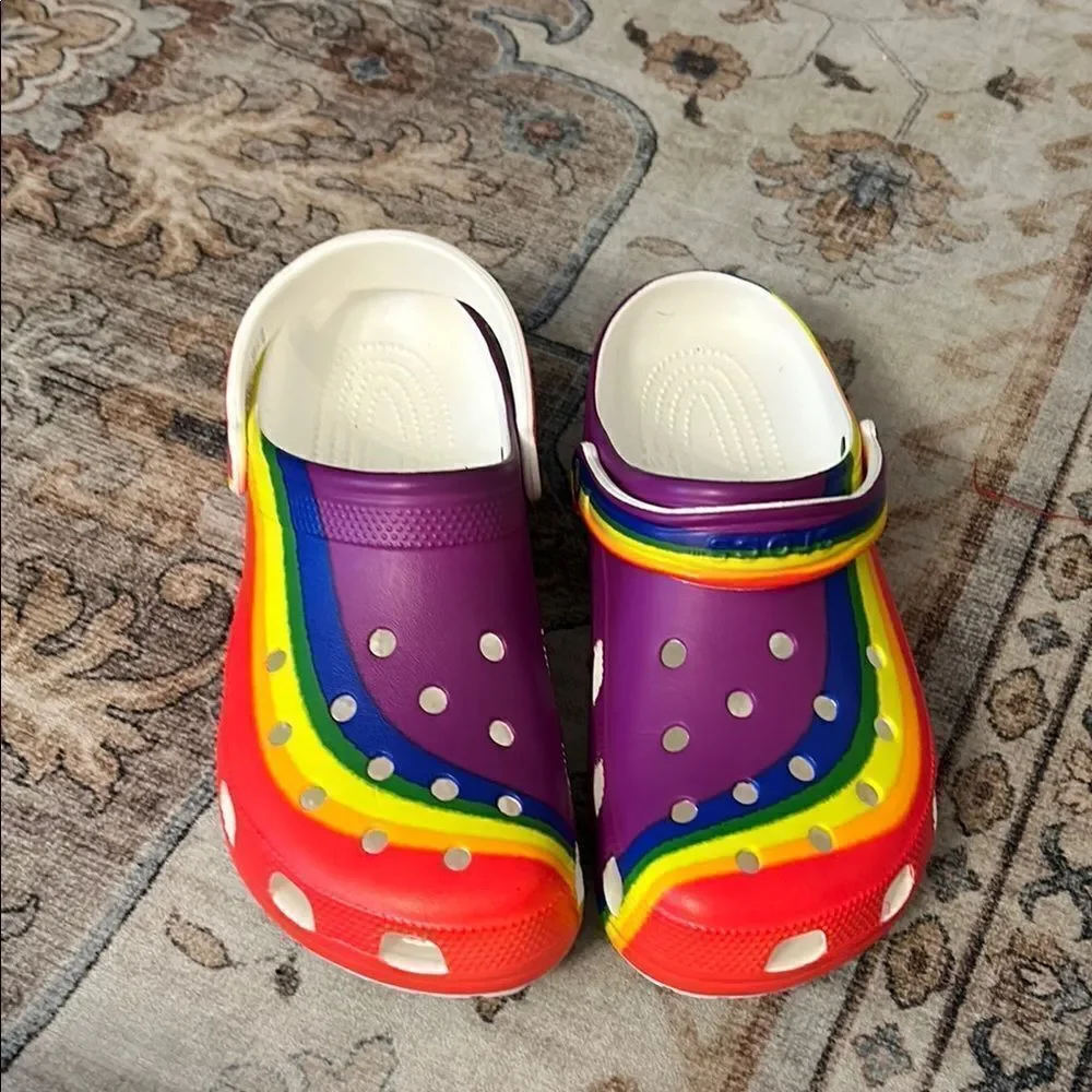 Unisex crocs rainbow size 10men 12 women
